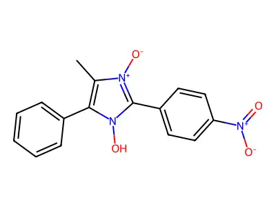 1-Hydroxy-4-methyl-2-(4-nitrophenyl)-3-oxido-5-phenylimidazol-3-ium structure