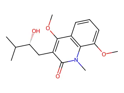 2(1H)-Quinolinone, 3-(2-hydroxy-3-methylbutyl)-4,8-dimethoxy-1-methyl- structure