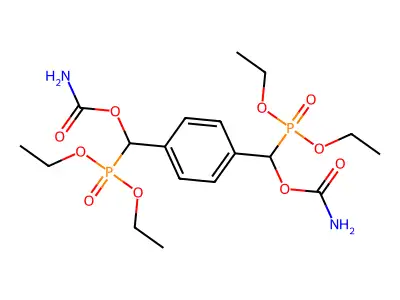 [[4-[carbamoyloxy(diethoxyphosphoryl)methyl]phenyl]-diethoxyphosphorylmethyl] carbamate structure