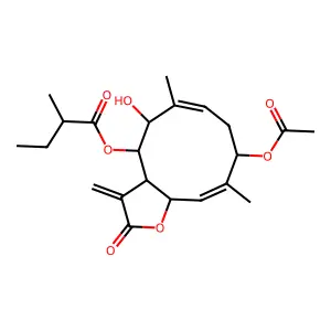 9-(Acetyloxy)-5-hydroxy-6,10-dimethyl-3-methylidene-2-oxo-2,3,3a,4,5,8,9,11a-octahydrocyclodeca[b]furan-4-yl 2-methylbutanoate structure