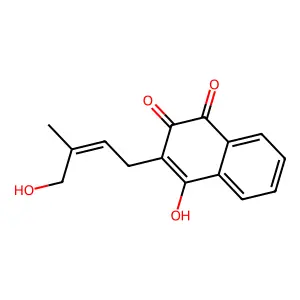 2-Hydroxy-3-(4-hydroxy-3-methyl-2-butenyl)-1,4-naphthoquinone structure