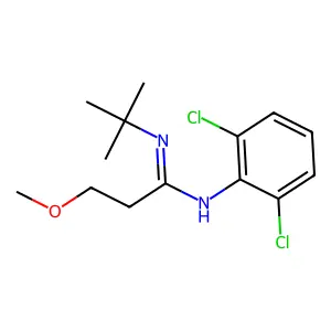 N'-tert-butyl-N-(2,6-dichlorophenyl)-3-methoxypropanimidamide structure
