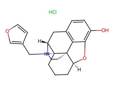 17-[(Furan-3-yl)methyl]-4,5-epoxymorphinan-3-ol--hydrogen chloride (1/1) structure
