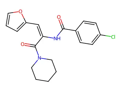 4-chloro-N-[2-(2-furyl)-1-(1-piperidinylcarbonyl)vinyl]benzamide structure