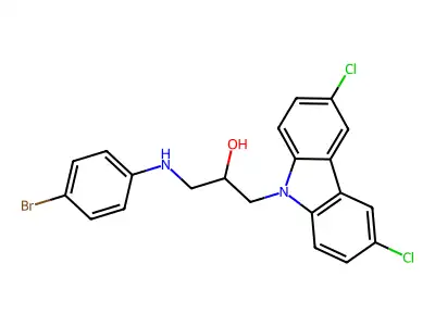 1-((4-bromophenyl)amino)-3-(3,6-dichloro-9H-carbazol-9-yl)propan-2-ol structure
