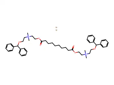 1,1-Bis(diphenylmethoxy-2'-ethyldimethylammoniumacetoxy)decane dichloride structure