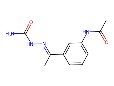 N-[3-[N-(carbamoylamino)-C-methylcarbonimidoyl]phenyl]acetamide structure