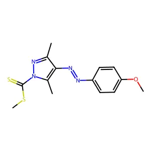 Methyl 4-[(4-methoxyphenyl)diazenyl]-3,5-dimethylpyrazole-1-carbodithioate structure