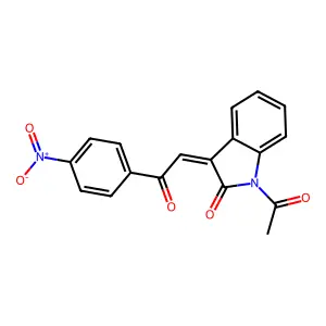 (3Z)-1-acetyl-3-[2-(4-nitrophenyl)-2-oxoethylidene]indol-2-one structure