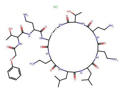 Phenoxyacetyl colistin nonapeptide hydrochloride structure