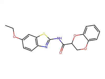 N-(6-ethoxy-1,3-benzothiazol-2-yl)-2,3-dihydro-1,4-benzodioxine-3-carboxamide structure