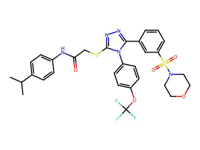 2-({5-[3-(morpholine-4-sulfonyl)phenyl]-4-[4-(trifluoromethoxy)phenyl]-4H-1,2,4-triazol-3-yl}sulfanyl)-N-[4-(propan-2-yl)phenyl]acetamide structure