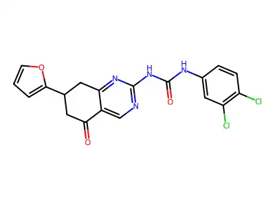 1-(3,4-dichlorophenyl)-3-[7-(furan-2-yl)-5-oxo-5,6,7,8-tetrahydroquinazolin-2-yl]urea structure