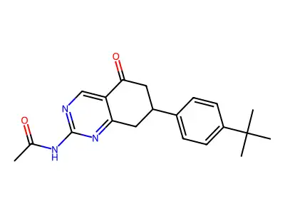 N-[7-(4-tert-butylphenyl)-5-oxo-5,6,7,8-tetrahydroquinazolin-2-yl]acetamide structure