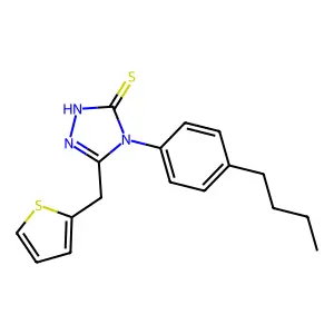 4-(4-butylphenyl)-3-(thiophen-2-ylmethyl)-1H-1,2,4-triazole-5-thione structure