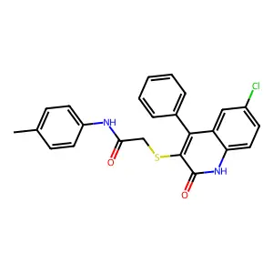 2-[(6-chloro-2-oxo-4-phenyl-1,2-dihydroquinolin-3-yl)sulfanyl]-N-(4-methylphenyl)acetamide structure