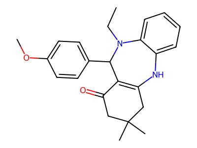 10-ethyl-11-(4-methoxyphenyl)-3,3-dimethyl-2,3,4,5,10,11-hexahydro-1H-dibenzo[b,e][1,4]diazepin-1-one structure