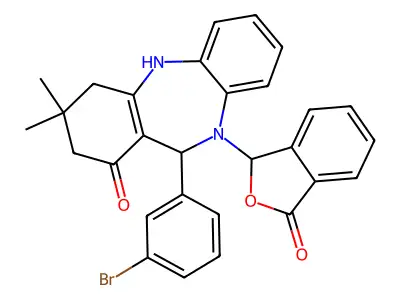 11-(3-bromophenyl)-3,3-dimethyl-10-(3-oxo-1,3-dihydro-2-benzofuran-1-yl)-2,3,4,5,10,11-hexahydro-1H-dibenzo[b,e][1,4]diazepin-1-one structure