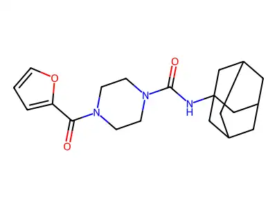N-(1-adamantyl)-4-(furan-2-carbonyl)piperazine-1-carboxamide structure