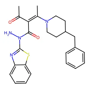 (2Z)-2-acetyl-N-(1,3-benzothiazol-2-yl)-3-(4-benzylpiperidin-1-yl)but-2-enehydrazide structure