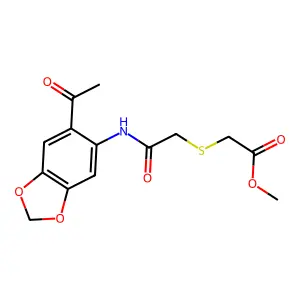 Methyl ({2-[(6-acetyl-1,3-benzodioxol-5-yl)amino]-2-oxoethyl}sulfanyl)acetate structure