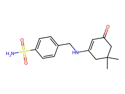 4-{[(5,5-Dimethyl-3-oxocyclohex-1-en-1-yl)amino]methyl}benzenesulfonamide structure