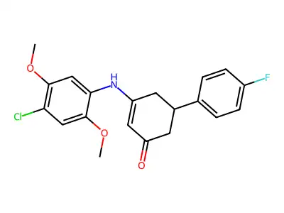 3-[(4-Chloro-2,5-dimethoxyphenyl)amino]-5-(4-fluorophenyl)cyclohex-2-en-1-one structure
