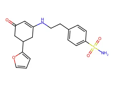 4-[2-[[5-(Furan-2-yl)-3-oxocyclohexen-1-yl]amino]ethyl]benzenesulfonamide structure