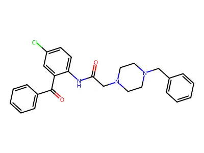 N-(2-benzoyl-4-chlorophenyl)-2-(4-benzylpiperazin-1-yl)acetamide structure