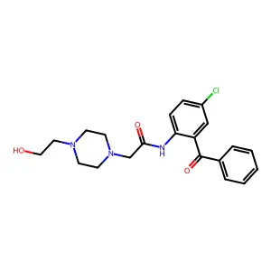 N-(2-benzoyl-4-chlorophenyl)-2-[4-(2-hydroxyethyl)piperazin-1-yl]acetamide structure