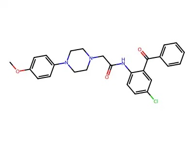 N-(2-benzoyl-4-chlorophenyl)-2-[4-(4-methoxyphenyl)piperazin-1-yl]acetamide structure