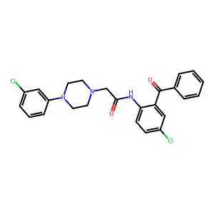 N-(2-benzoyl-4-chlorophenyl)-2-[4-(3-chlorophenyl)piperazin-1-yl]acetamide structure