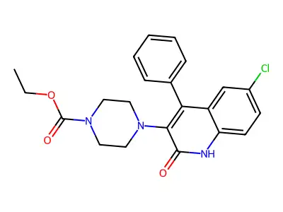 ethyl 4-(6-chloro-2-oxo-4-phenyl-1,2-dihydroquinolin-3-yl)piperazine-1-carboxylate structure