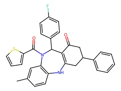 11-(4-fluorophenyl)-8-methyl-3-phenyl-10-(thien-2-ylcarbonyl)-2,3,4,5,10,11-hexahydro-1H-dibenzo[b,e][1,4]diazepin-1-one structure