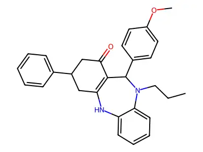11-(4-methoxyphenyl)-3-phenyl-10-propyl-2,3,4,5,10,11-hexahydro-1H-dibenzo[b,e][1,4]diazepin-1-one structure