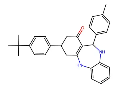 3-(4-tert-butylphenyl)-11-(4-methylphenyl)-3,4,10,11-tetrahydro-2H-dibenzo[b,e][1,4]diazepin-1-ol structure