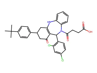 4-[3-(4-tert-butylphenyl)-11-(2,4-dichlorophenyl)-1-oxo-1,2,3,4,5,11-hexahydro-10H-dibenzo[b,e][1,4]diazepin-10-yl]-4-oxobutanoic acid structure