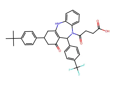4-{3-(4-tert-butylphenyl)-1-oxo-11-[4-(trifluoromethyl)phenyl]-1,2,3,4,5,11-hexahydro-10H-dibenzo[b,e][1,4]diazepin-10-yl}-4-oxobutanoic acid structure