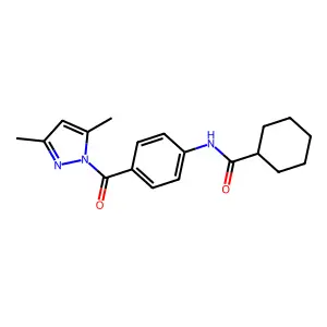 N-{4-[(3,5-dimethyl-1H-pyrazol-1-yl)carbonyl]phenyl}cyclohexanecarboxamide structure