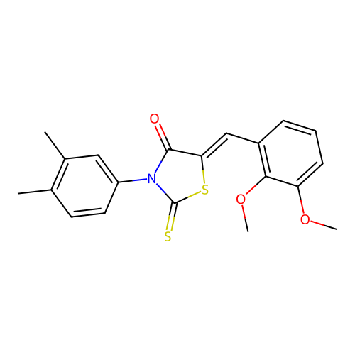 (5Z)-5-(2,3-dimethoxybenzylidene)-3-(3,4-dimethylphenyl)-2-thioxo-1,3-thiazolidin-4-one structure