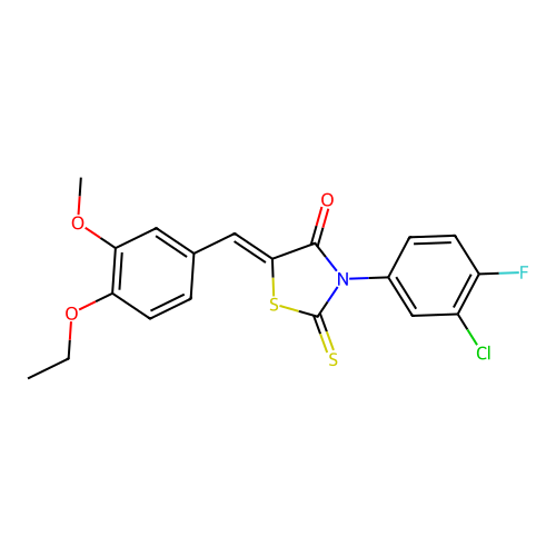 (Z)-3-(3-chloro-4-fluorophenyl)-5-(4-ethoxy-3-methoxybenzylidene)-2-thioxothiazolidin-4-one structure