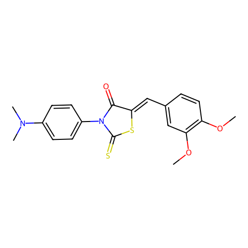 (Z)-5-(3,4-dimethoxybenzylidene)-3-(4-(dimethylamino)phenyl)-2-thioxothiazolidin-4-one structure
