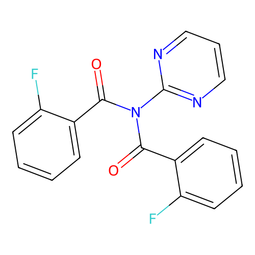 2-fluoro-N-[(2-fluorophenyl)carbonyl]-N-(pyrimidin-2-yl)benzamide structure