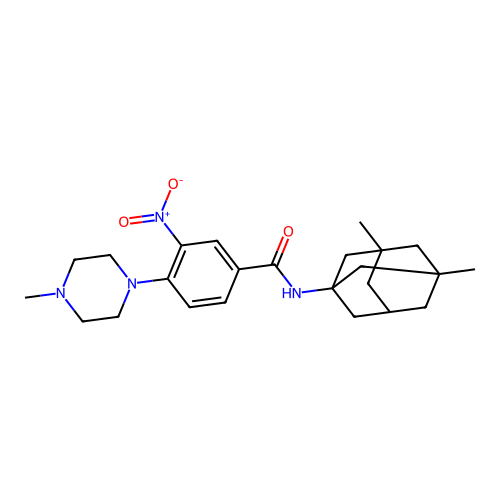 N-(3,5-dimethyl-1-adamantyl)-4-(4-methylpiperazin-1-yl)-3-nitro-benzamide structure
