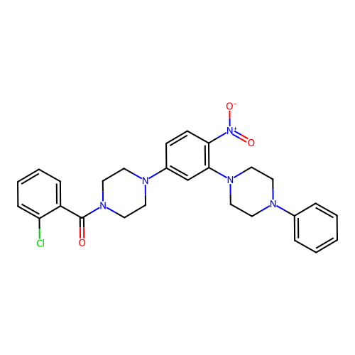 (2-chlorophenyl)-[4-[4-nitro-3-(4-phenylpiperazin-1-yl)phenyl]piperazin-1-yl]methanone structure