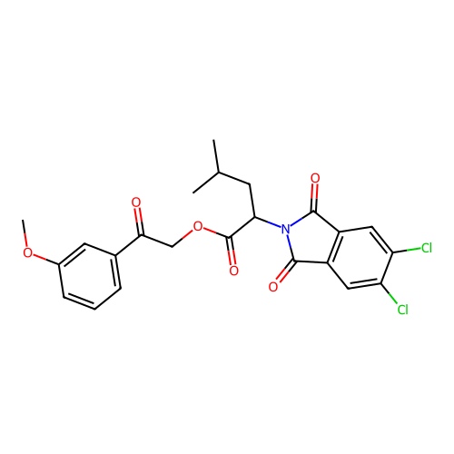 2-(3-methoxyphenyl)-2-oxoethyl 2-(5,6-dichloro-1,3-dioxo-1,3-dihydro-2H-isoindol-2-yl)-4-methylpentanoate structure