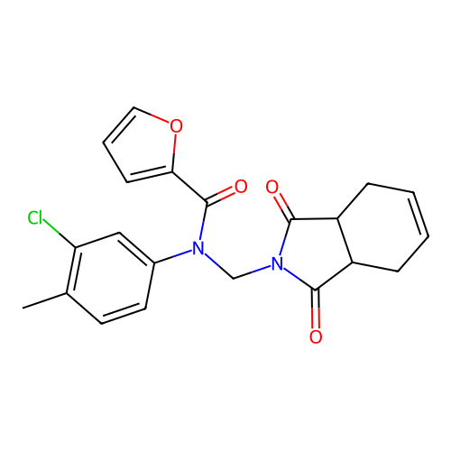 N-(3-chloro-4-methylphenyl)-N-[(1,3-dioxo-1,3,3a,4,7,7a-hexahydro-2H-isoindol-2-yl)methyl]furan-2-carboxamide structure