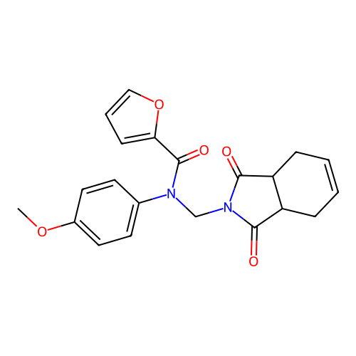 N-[(1,3-dioxo-1,3,3a,4,7,7a-hexahydro-2H-isoindol-2-yl)methyl]-N-(4-methoxyphenyl)furan-2-carboxamide structure