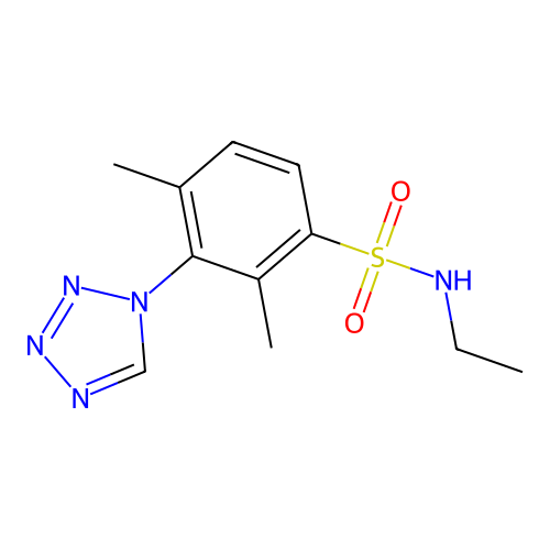 N-ethyl-2,4-dimethyl-3-(tetrazol-1-yl)benzenesulfonamide structure