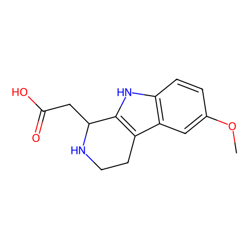 2-(6-methoxy-2,3,4,9-tetrahydro-1H-pyrido[3,4-b]indol-1-yl)acetic acid structure